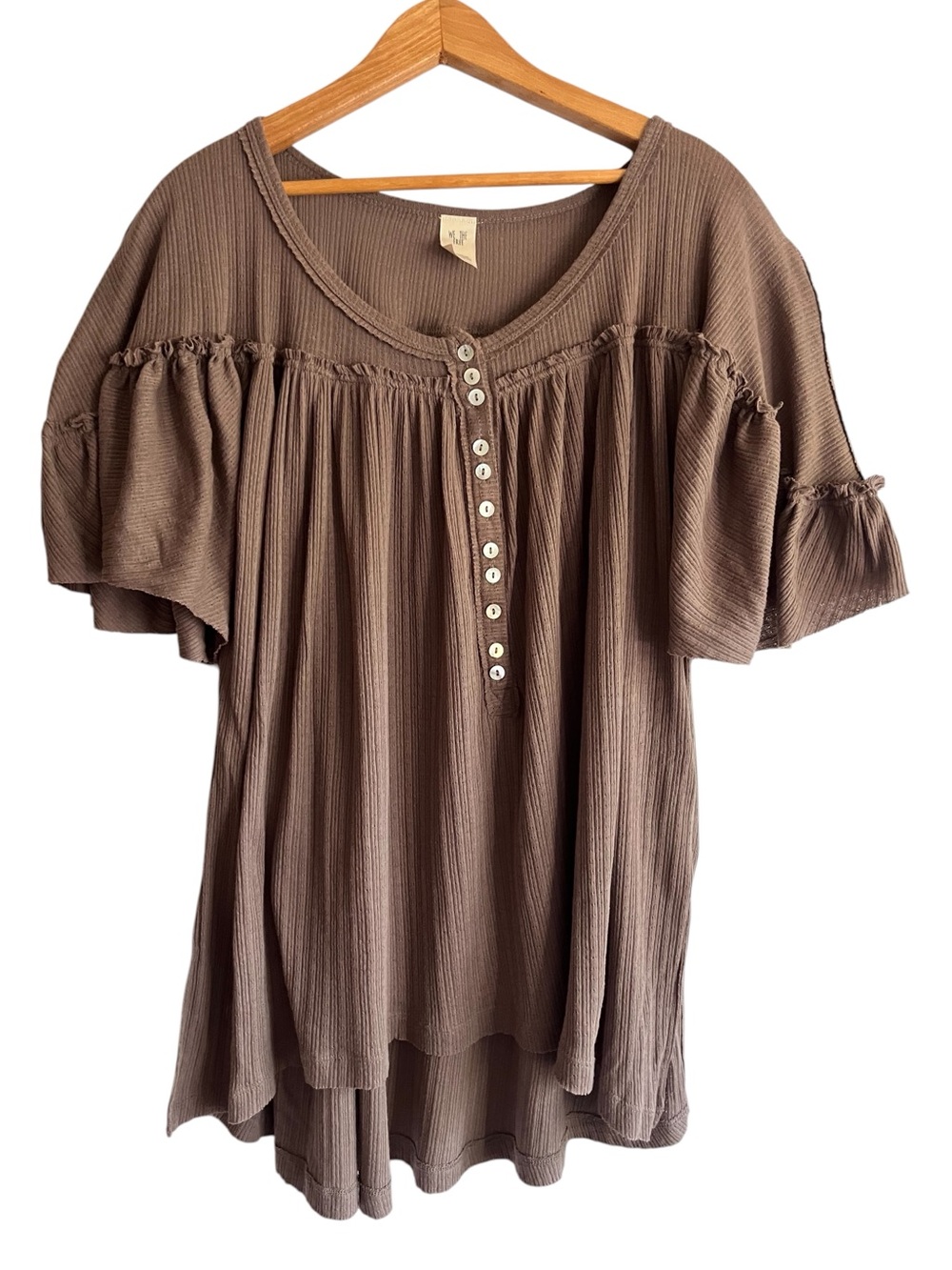 WE THE FREE /Free People Oversized Tunic Top Boho High Low Henley XS Lagenlook